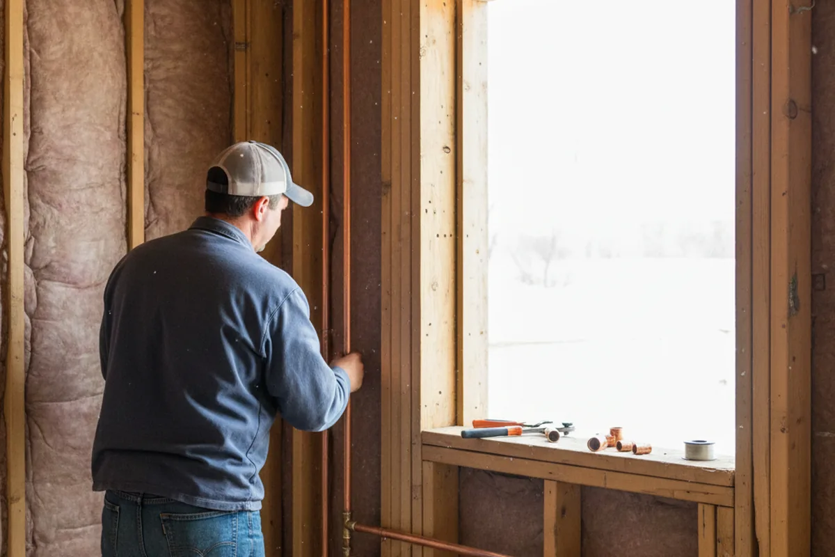 Licensed plumber running new copper supply lines in a Grady home