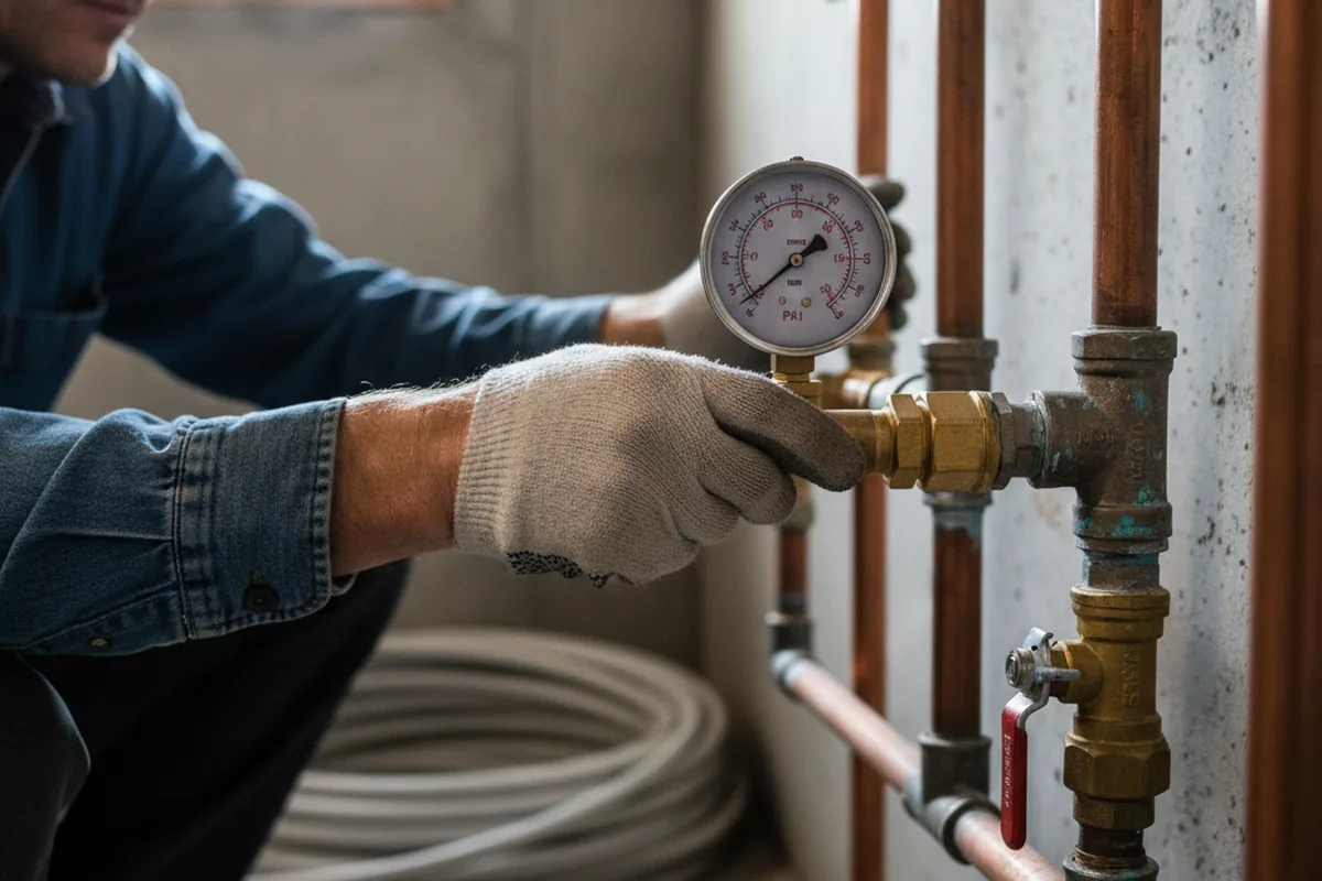 Pressure testing a repaired line during Water Line Repair in Grady