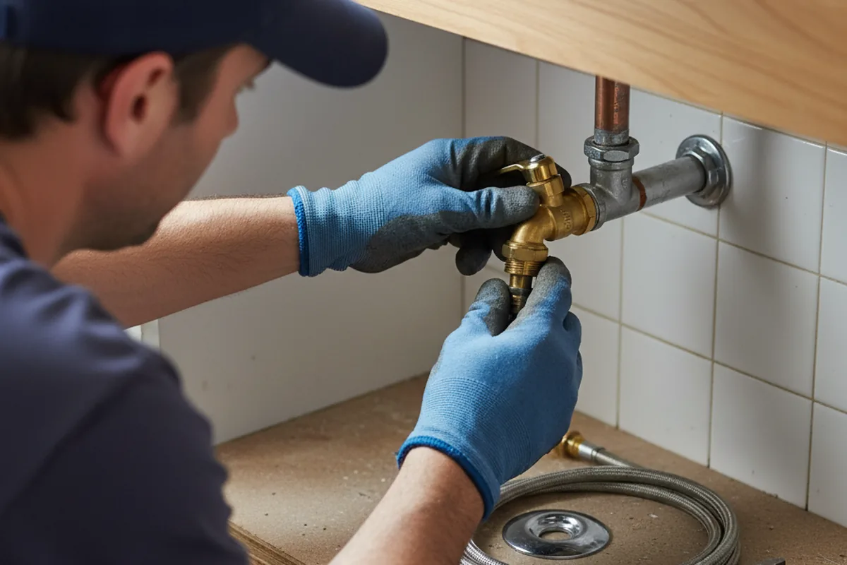 Shutoff valve and fitting work during Emergency Plumbing in Grady